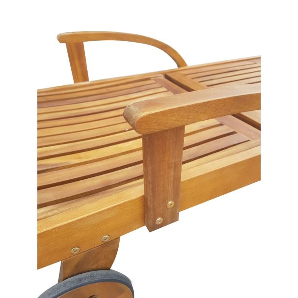 LESENI LEŽALNIK MQ TOSCANA Z IZVLEČNO MIZO 195X73X82 AKACIJA+BLAZINA