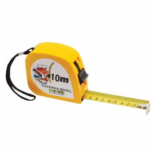 TRAČNI METER Z ZAPONKO TOVARNA MERIL KOVINE 10M X 23 MM S POTRDILOM