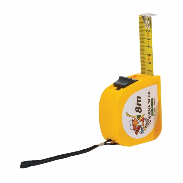 TRAČNI METER Z ZAPONKO TOVARNA MERIL KOVINE 8M X 25 MM