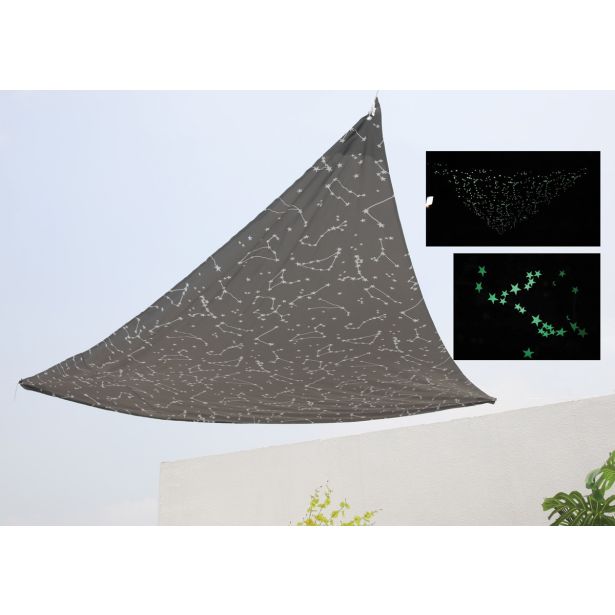 DRUGO SENČILO MQ TRIKOTNO JADRO 300 CM TEMNO SIVO Z ZVEZDICAMI