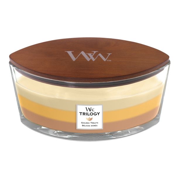 SVEČA V KOZARCU WOODWICK TRILOGY ELIPSE GOLDEN TREATS
