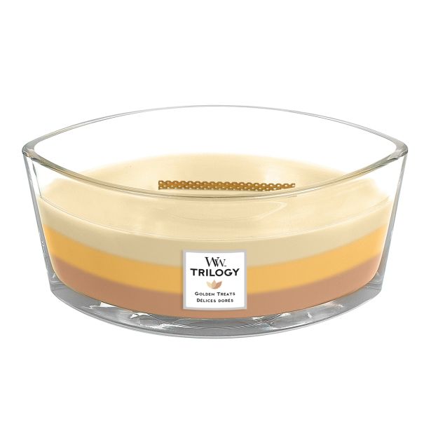 SVEČA V KOZARCU WOODWICK TRILOGY ELIPSE GOLDEN TREATS