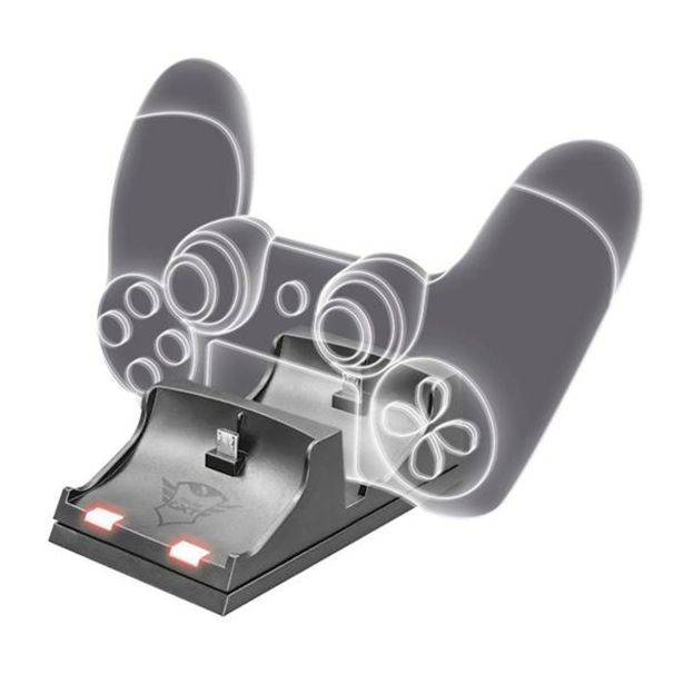 DVOJNI POLNILEC ZA PS4 IGRALNE PLOŠČKE TRUST GXT 235 ČRN