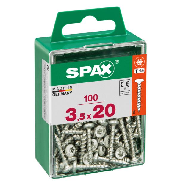 VIJAK CILINDRIČNA GLAVA SPAX TRX 3.5X20 V ZAVITKU 100 KOS