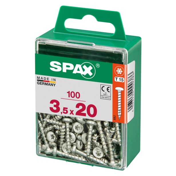 VIJAK CILINDRIČNA GLAVA SPAX TRX 3.5X20 V ZAVITKU 100 KOS