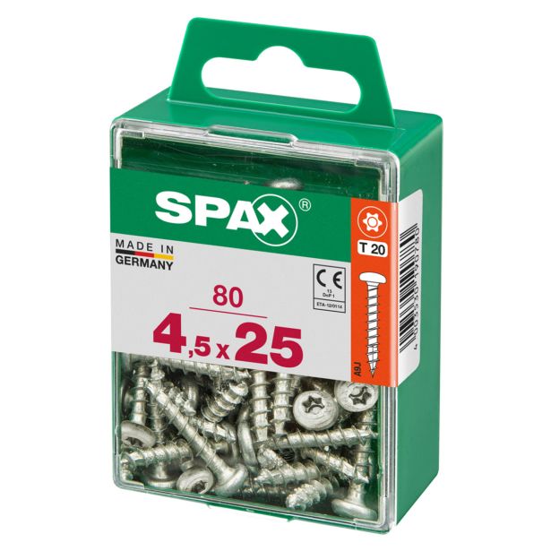 VIJAK CILINDRIČNA GLAVA SPAX TRX 4.5X25 V ZAVITKU 80 KOS