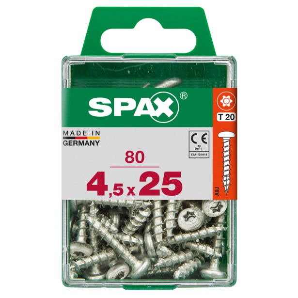 VIJAK CILINDRIČNA GLAVA SPAX TRX 4.5X25 V ZAVITKU 80 KOS