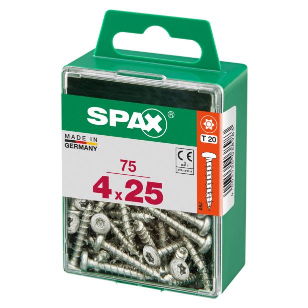 VIJAK CILINDRIČNA GLAVA SPAX TRX 4X25 V ZAVITKU 75 KOS