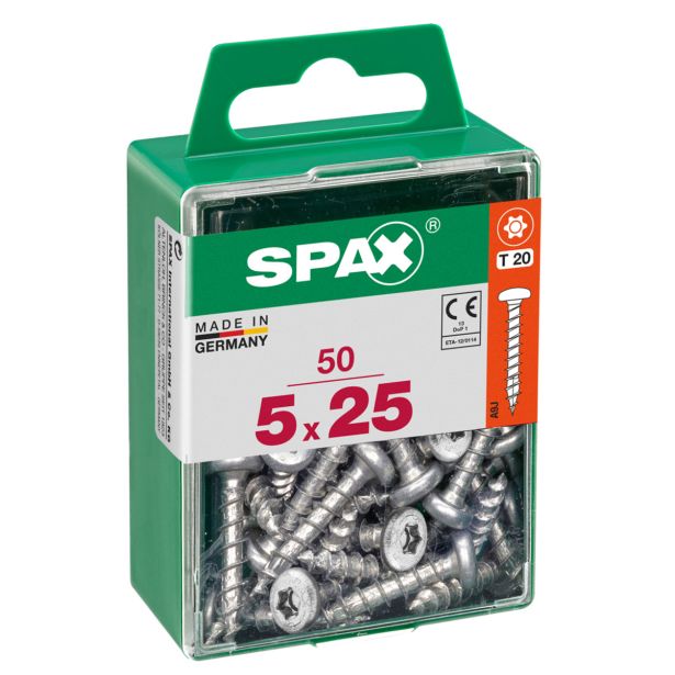 VIJAK CILINDRIČNA GLAVA SPAX TRX 5X25 V ZAVITKU 50 KOS