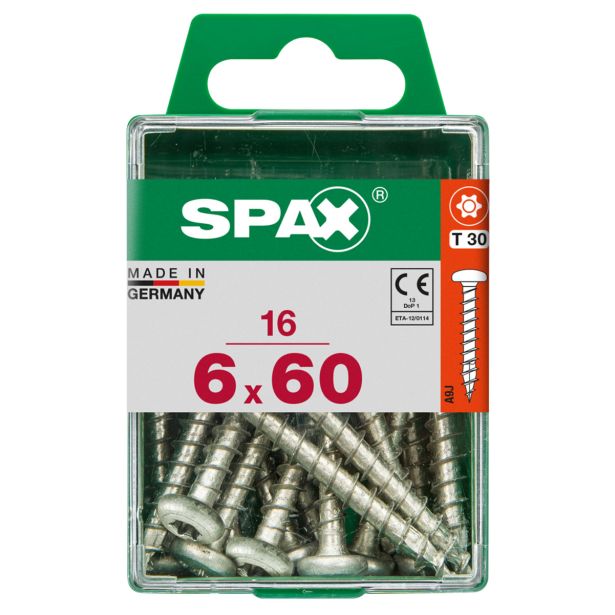 VIJAK CILINDRIČNA GLAVA SPAX TRX 6X60 V ZAVITKU 16 KOS