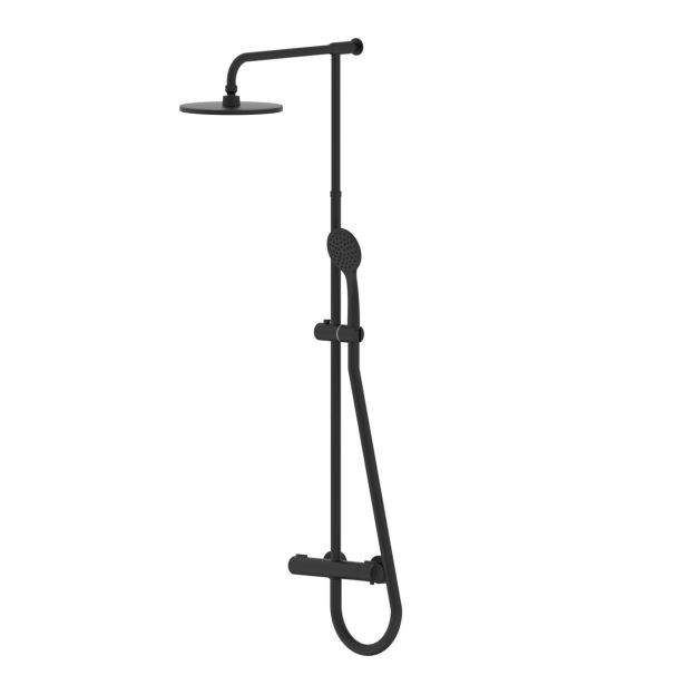 TUŠ SISTEM BLITZ COOL 527/O TERMOSTATSKA ČRNA S CEVJO, ROČNO IN NADGLAVNO PRHO