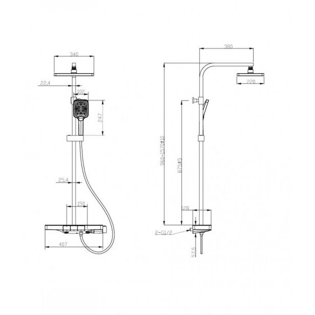 TUŠ SISTEM INTER CERAMIC PIANO ROYAL Z TUŠ ROČKO MAT ČRNA