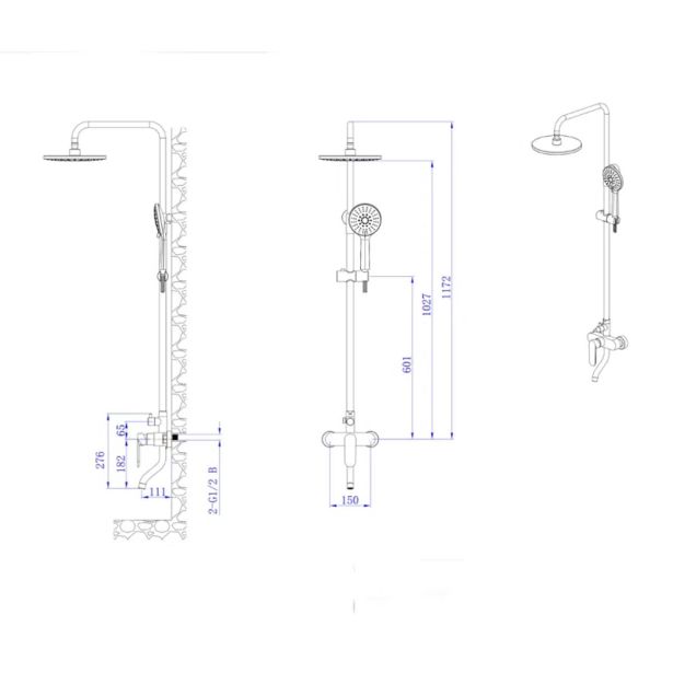 TUŠ SISTEM INTER CERAMIC S TUŠ ROČKO 5 FUNKCIJ MAT ČRNA