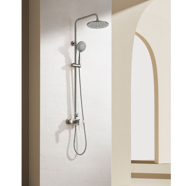 TUŠ SISTEM INTER CERAMIC S TUŠ ROČKO 5 FUNKCIJ MAT SREBRNA