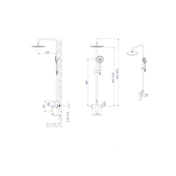 TUŠ SISTEM INTER CERAMIC S TUŠ ROČKO 5 FUNKCIJ MAT SREBRNA