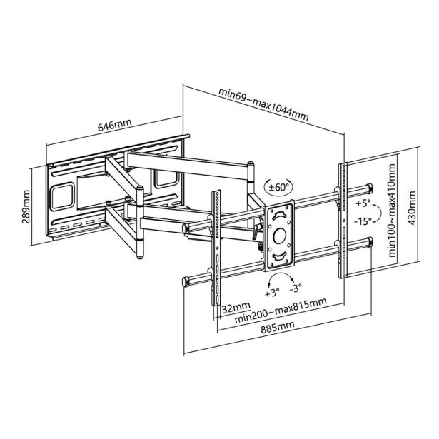 TV NOSILEC GOOBAY MONITOR NOS. STENSKI WIDE RANGE PRO FULLMOTION XL