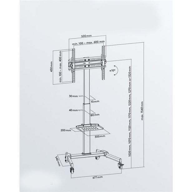 TV NOSILEC GOOBAY MONITOR TROLEY NOS. BASIC L 37" TO 70" 35KG 59507
