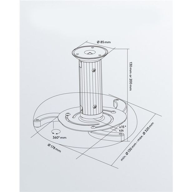 STROPNI NOSILEC ZA PROJEKTOR GOOBAY 130-200 MM