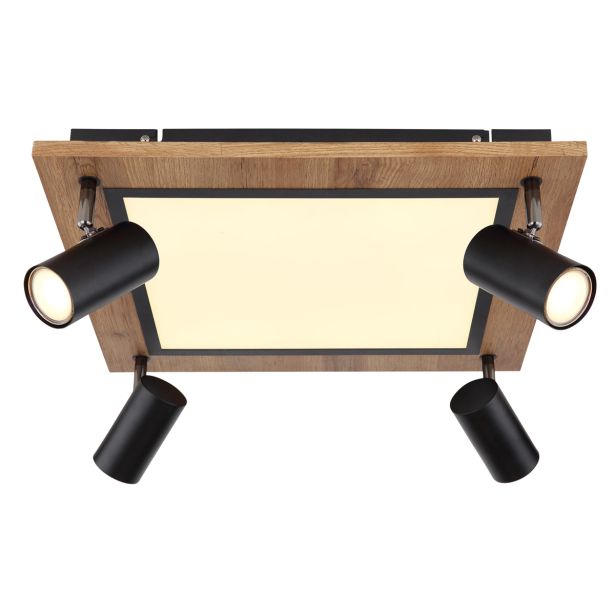 NADGRADNA STROP. SVETILKA ULLA 24W ČRNA / LES WW KVADRATNA V.