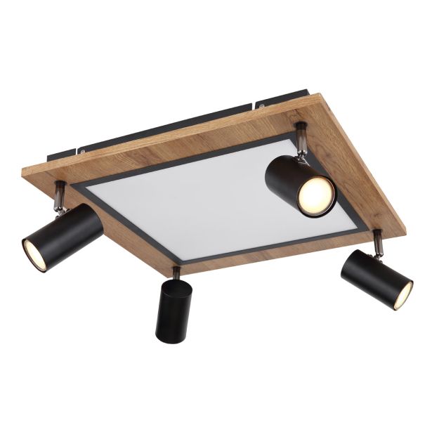 NADGRADNA STROP. SVETILKA ULLA 24W ČRNA / LES WW KVADRATNA V.