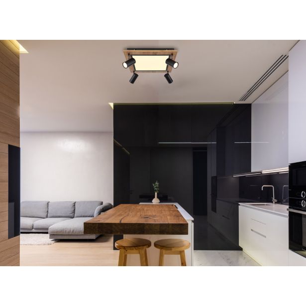 NADGRADNA STROP. SVETILKA ULLA 24W ČRNA / LES WW KVADRATNA V.