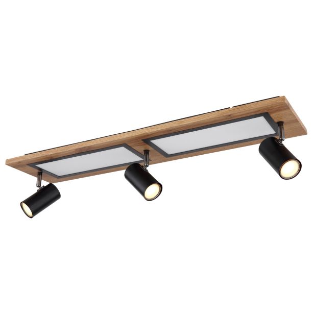 NADGRADNA STROP. SVETILKA ULLA 24W ČRNA / LES WW PRAVOKOTNA