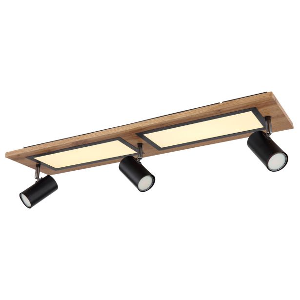 NADGRADNA STROP. SVETILKA ULLA 24W ČRNA / LES WW PRAVOKOTNA