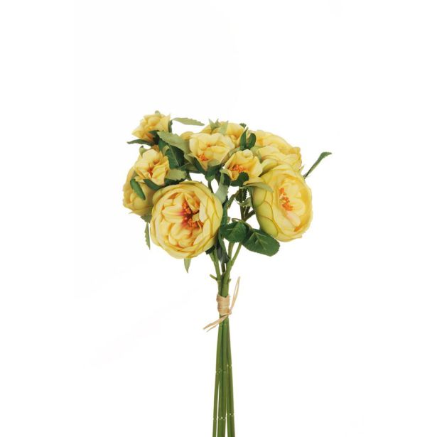 UMETNO CVETJE EVERGREENS ŠOPEK VRTNICE AUSTIN MIX Z ZELENJEM RUMEN CVET