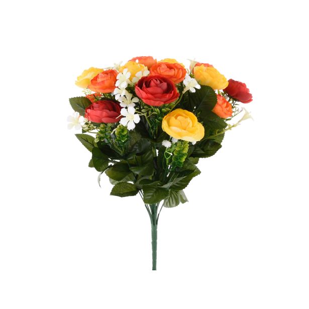 UMETNO CVETJE RANUNKULUS ŠOPEK X 18 RUMENO ORANŽEN