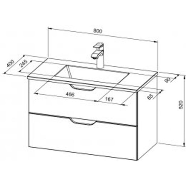UMIVALNIŠKA ENOTA AQUAESTIL JANA 80 Z UMIVALNIKOM BELA 80X40X52