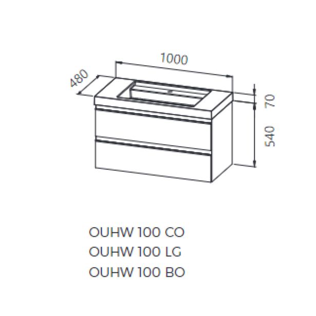 UMIVALNIŠKA ENOTA KOLPA SAN HARMONY OUHW 100 LG SVETLO SIVA
