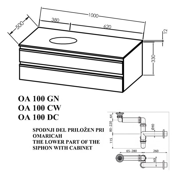 UMIVALNIŠKA ENOTA KOLPA SAN OA 100 DC ALEXIS BREZ UMIVALNIKA