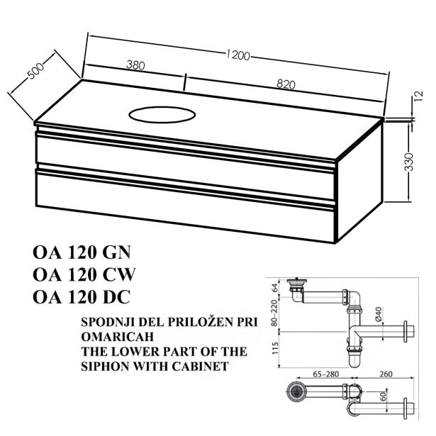 UMIVALNIŠKA ENOTA KOLPA SAN OA 120 CW ALEXIS BREZ UMIVALNIKA