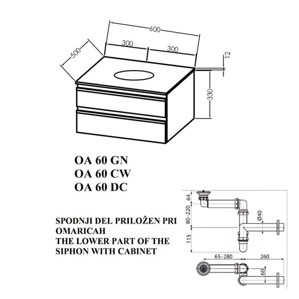 UMIVALNIŠKA ENOTA KOLPA SAN OA 60 DC ALEXIS BREZ UMIVALNIKA
