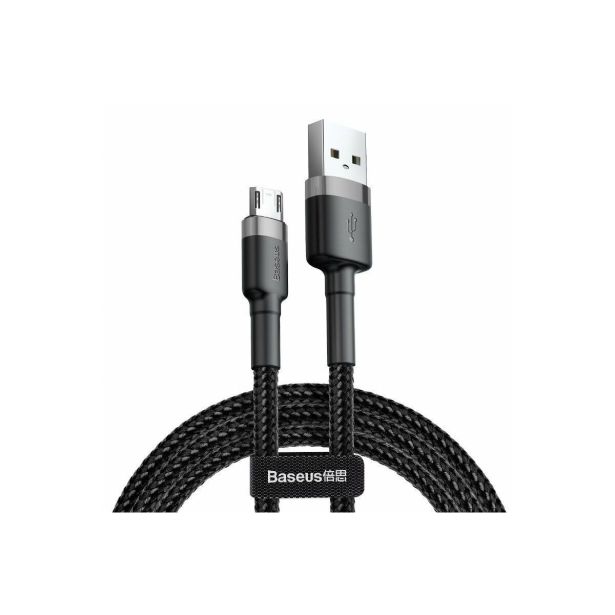 USB KABEL BASEUS KABEL USB-MICRO 1M, 2.4A BASEUS CAFULE ČRNA+SIVA