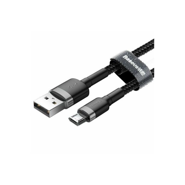 USB KABEL BASEUS KABEL USB-MICRO 1M, 2.4A BASEUS CAFULE ČRNA+SIVA