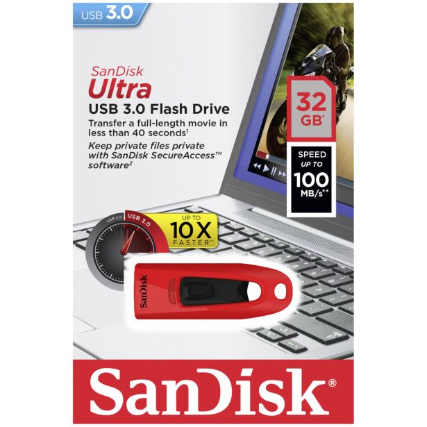 USB KLJUČ SANDISK SAN 32GB USB3.0 ULTRA RED