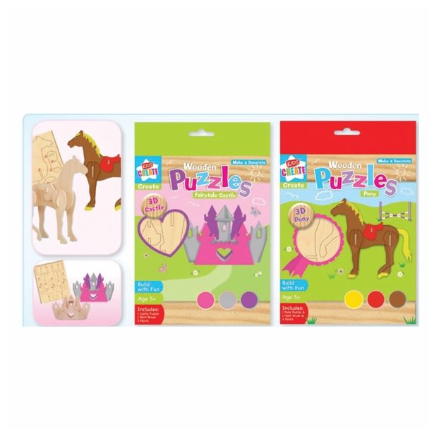 USTVARJALNI SET RAYHER SESTAVLJANKA GRAD / KONJ LESENI PUZZLI