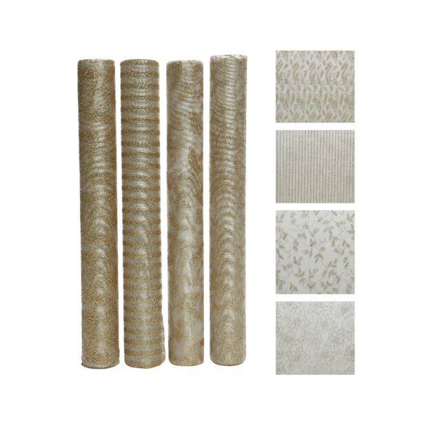 NAMIZNI TEKAČ V ROLI Z BLEŠČICAMI ZLAT, 35X200 CM