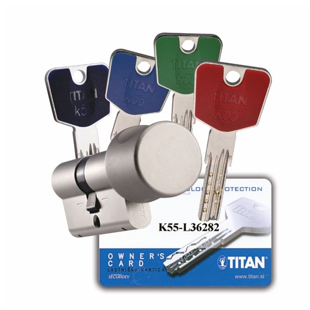 VARNOSTNI CILINDRIČNI VLOŽEK TITAN K-55 30:35 GUMB LK