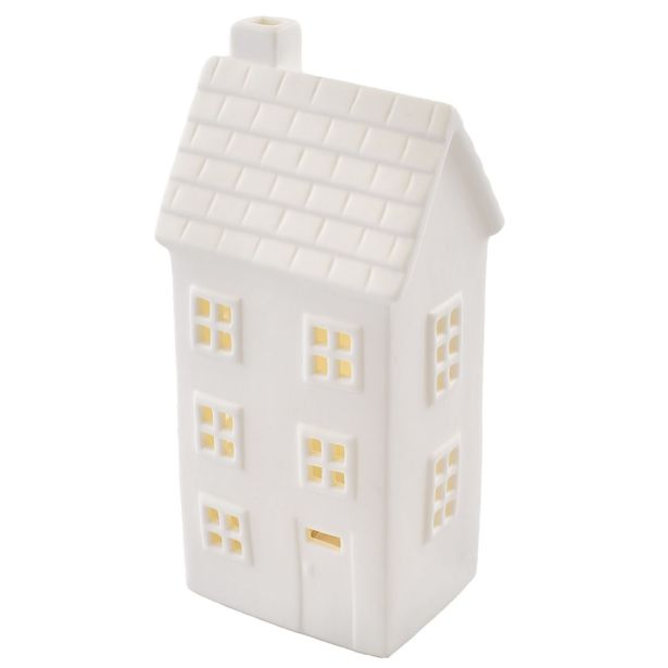 VASICA EMOS LED KERAMIČNA HIŠICA 16CM TOPLO BELA, ČASOVNIK