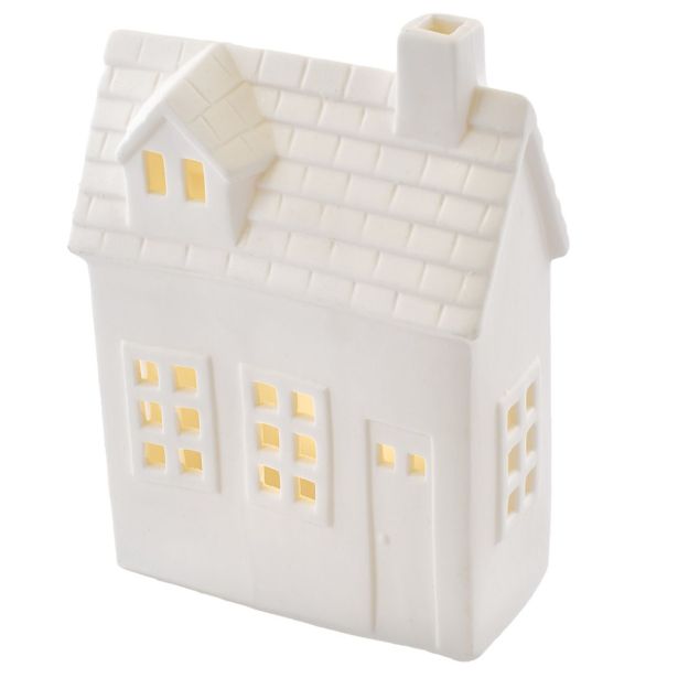 VASICA EMOS LED KERAMIČNA HIŠICA 18CM TOPLO BELA, ČASOVNIK