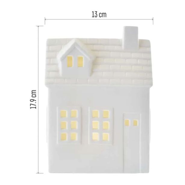 VASICA EMOS LED KERAMIČNA HIŠICA 18CM TOPLO BELA, ČASOVNIK