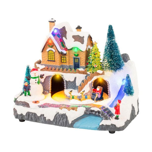 VASICA LUMINEO HIŠKA Z ŽELEZNICO LED 14X21X16 CM SORT