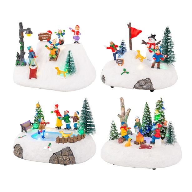 VASICA LUMINEO SNEŽNA IDILA 18X12.5X14.5 CM SORT