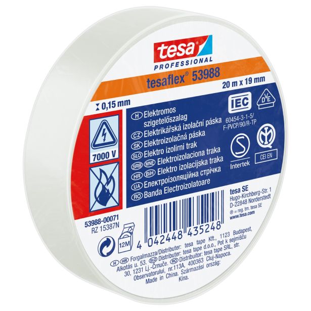 VEČNAMENSKI LEPILNI TRAK TESA ELEKTRO IZOLIRNI TRAK BEL 20MX19MM