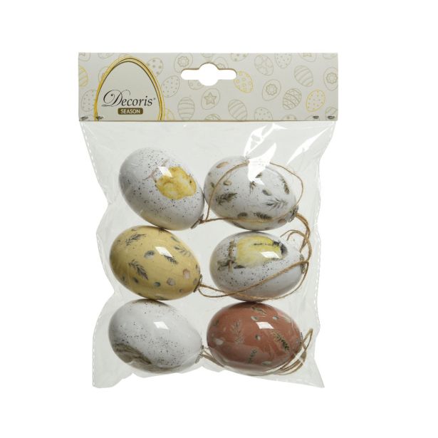 VELIKONOČNI PROGRAM DECORIS JAJČKA 6/1 4X6 CM RJAV/BEL/RUMEN