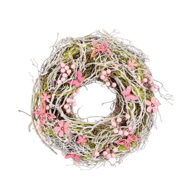 VELIKONOČNI PROGRAM GLOSSTYLE VENEC FI 24 CM Z ROŽAMI VISEČI