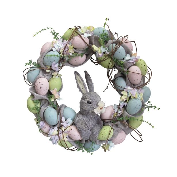 VELIKONOČNI PROGRAM GLOSSTYLE VENEC FI 34 CM Z JAJCI IN ZAJCEM