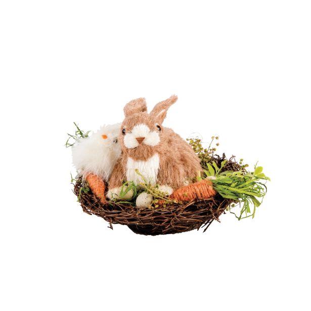 VELIKONOČNI PROGRAM GLOSSTYLE ZAJEC V GNEZDU 19 CM S PIŠČANCEM